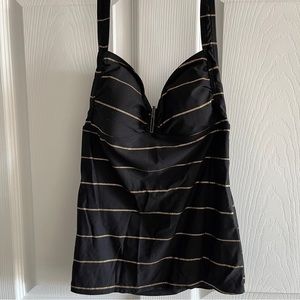 Black Two Piece Bathing Suit with Gold Trimmings by Captiva